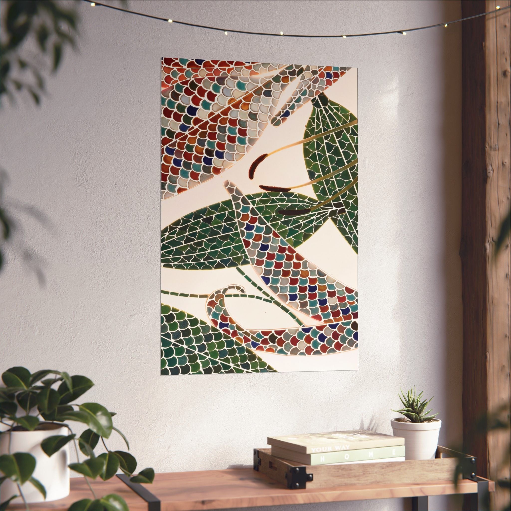 Botanical Tile Print — Vertical Poster