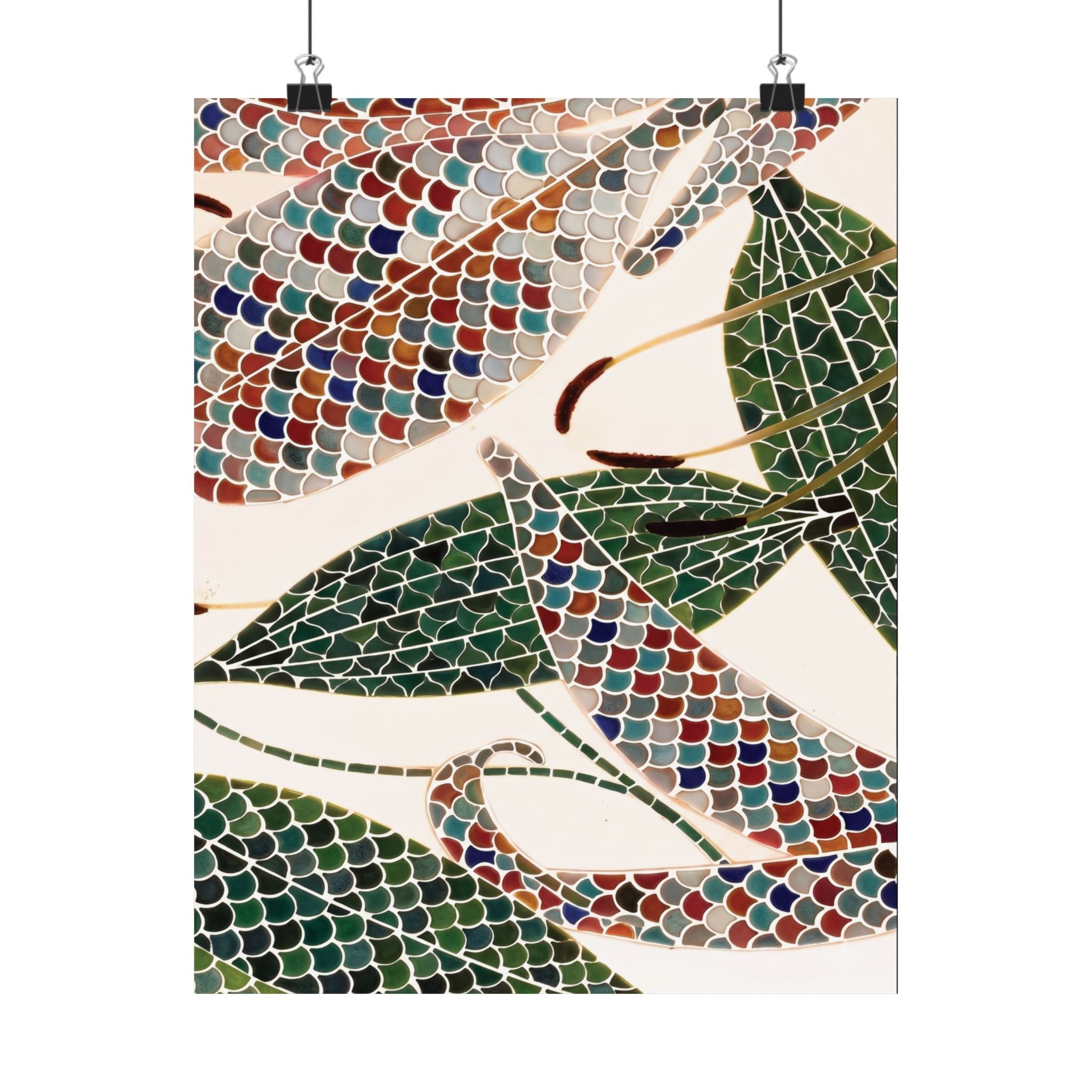 Botanical Tile Print — Vertical Poster