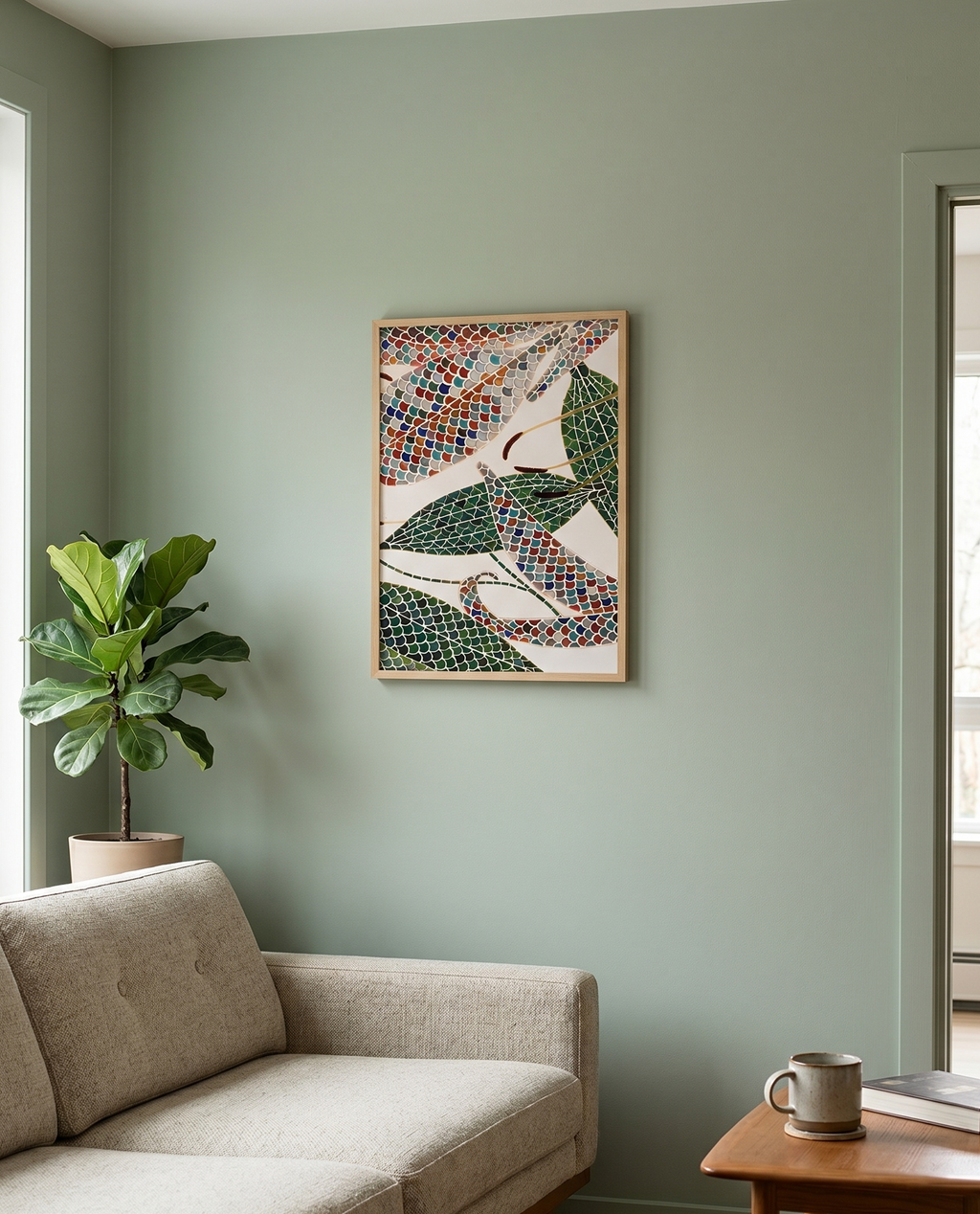 Botanical Tile Print — Vertical Poster