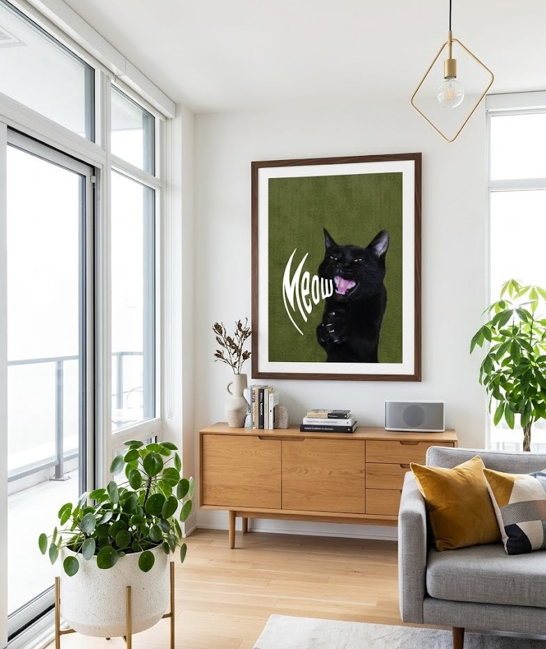 Black Cat Print — Vertical Poster