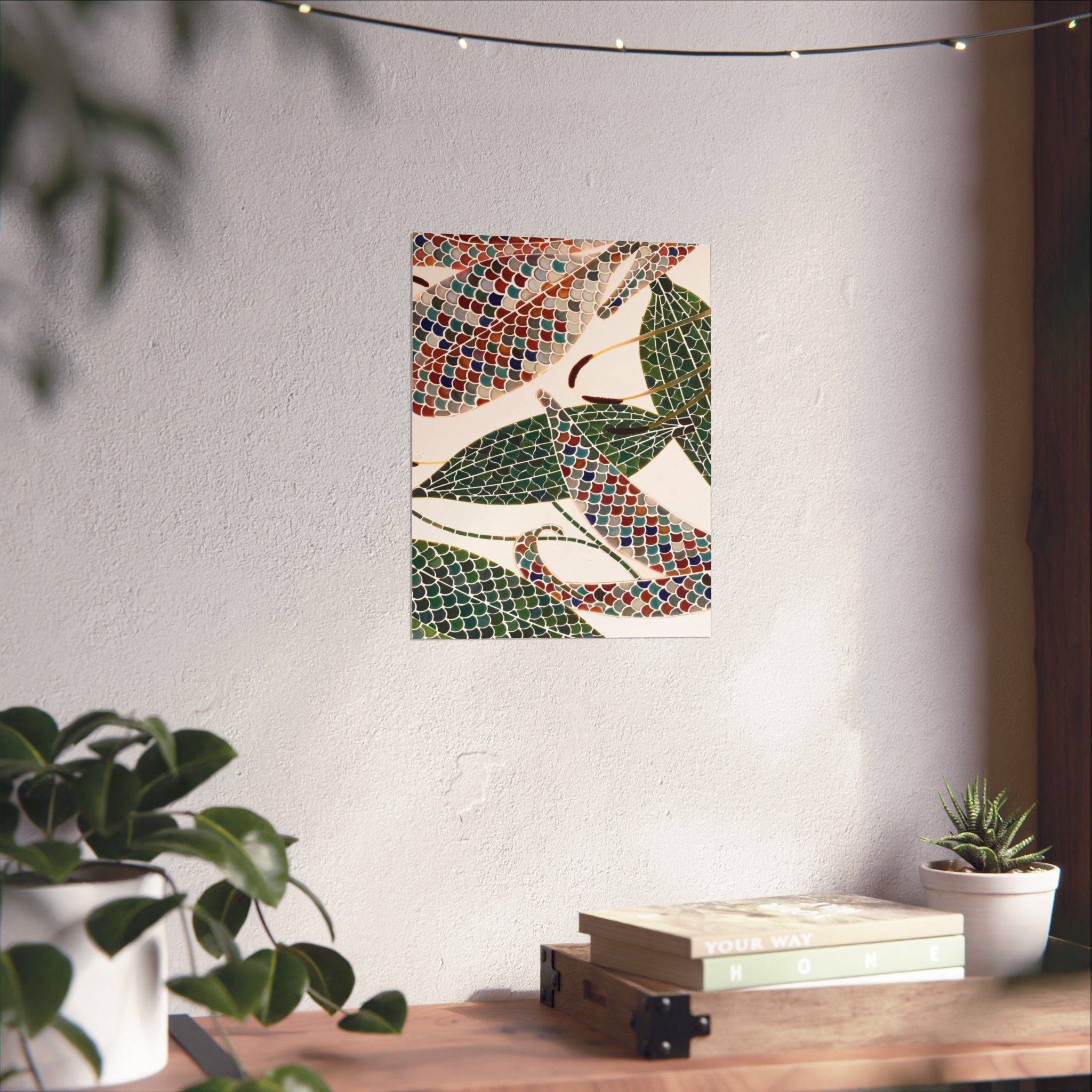 Botanical Tile Print — Vertical Poster