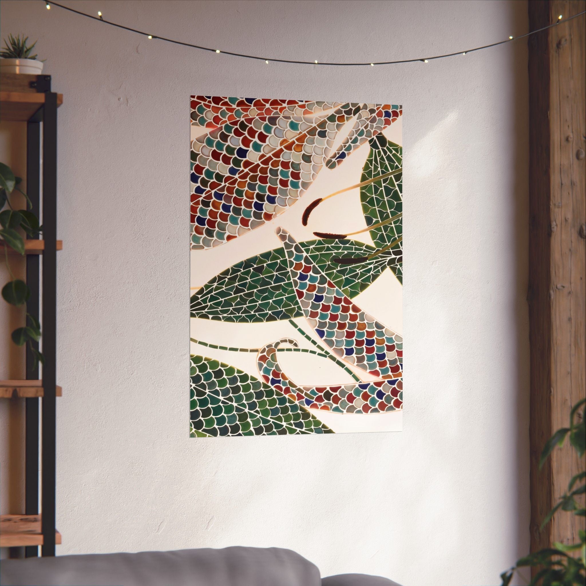 Botanical Tile Print — Vertical Poster