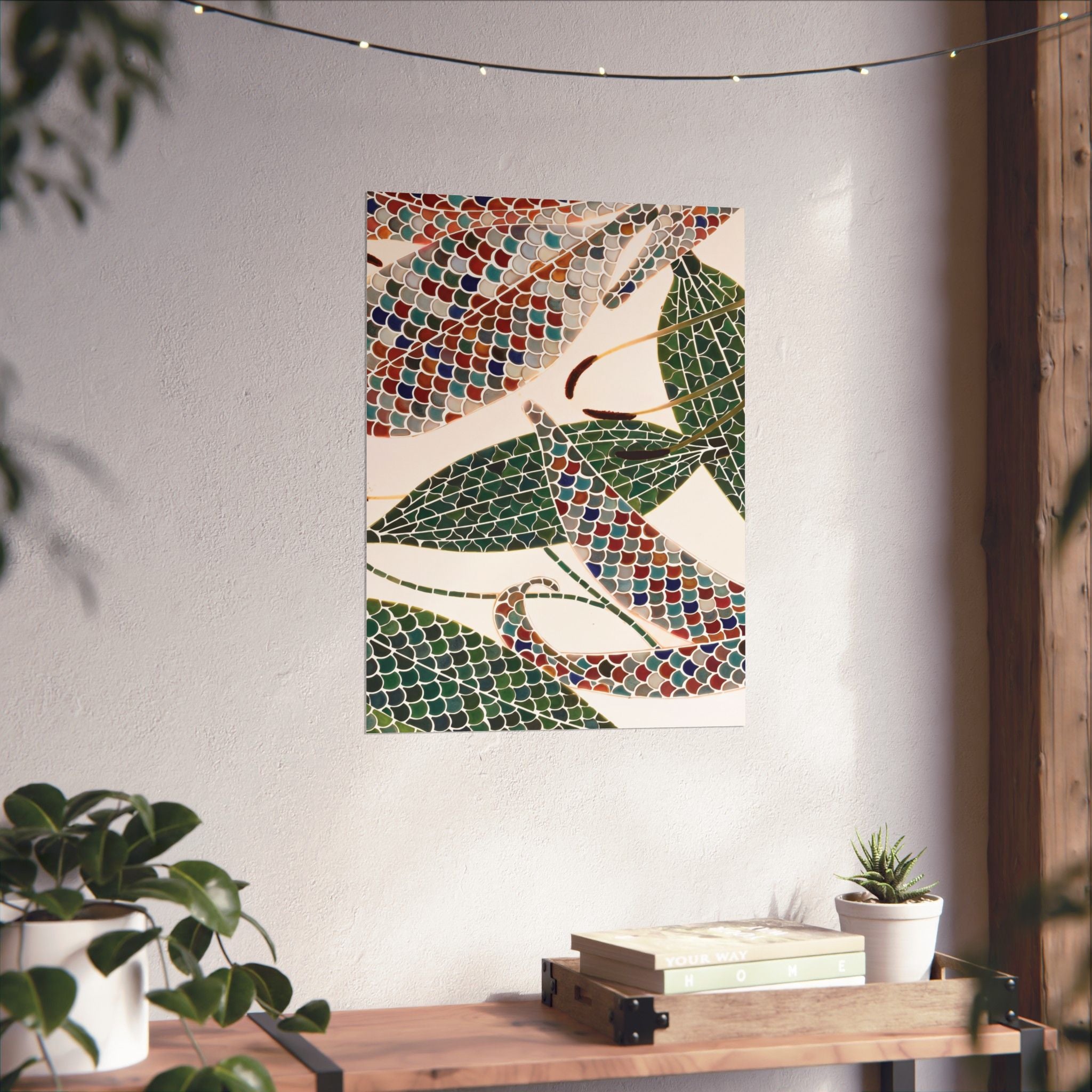 Botanical Tile Print — Vertical Poster