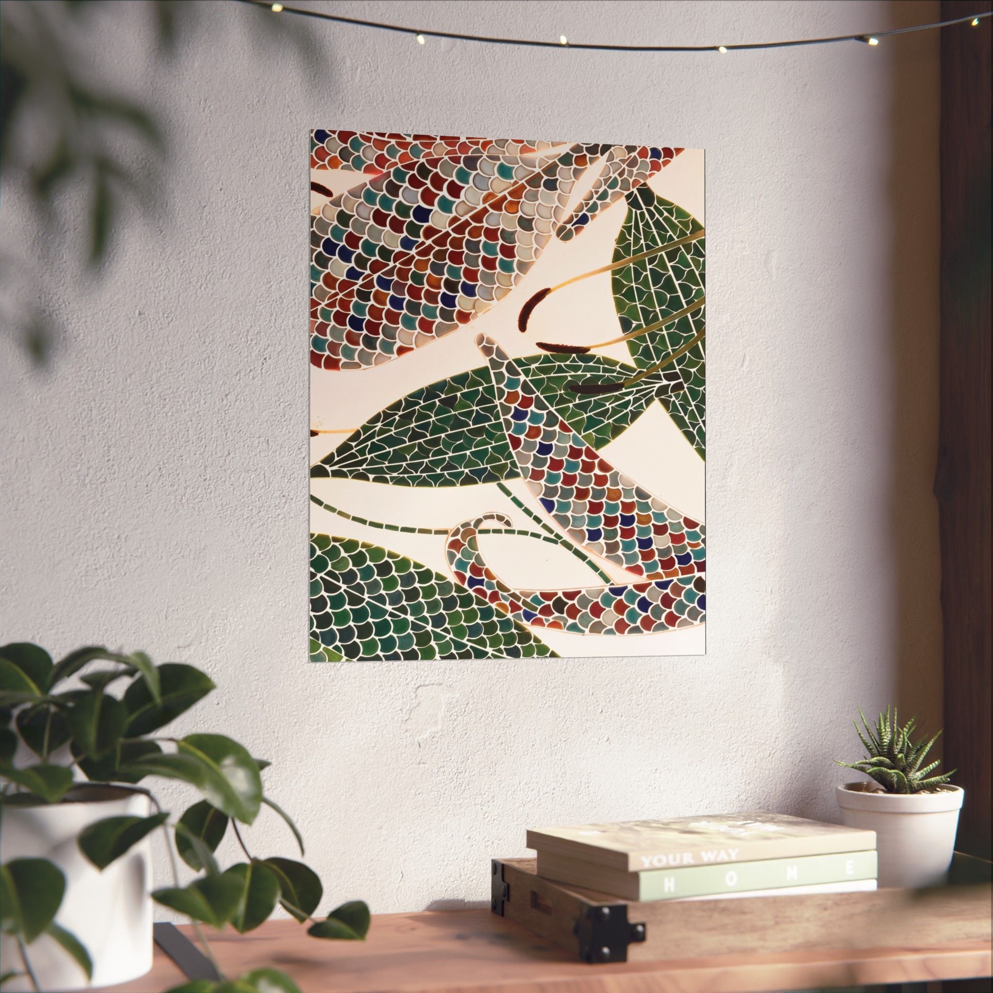 Botanical Tile Print — Vertical Poster