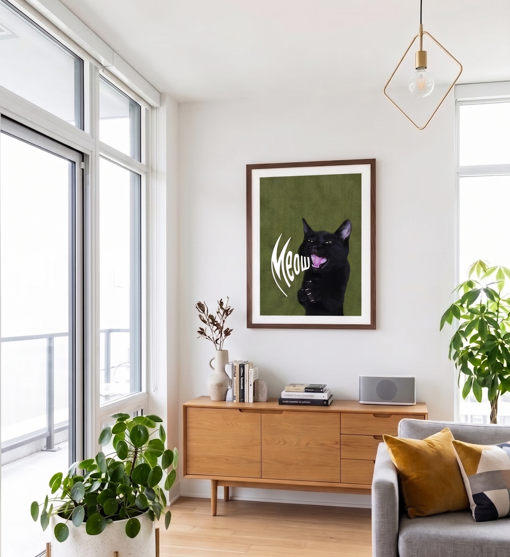 Black Cat Print — Vertical Poster